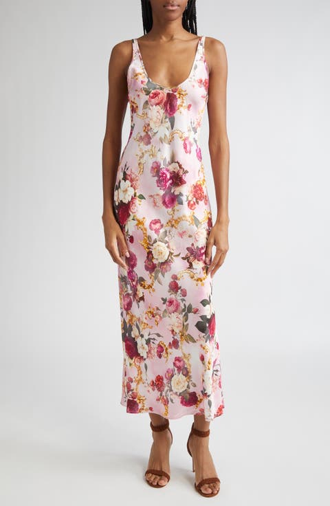 Akiya Floral Satin Maxi Dress