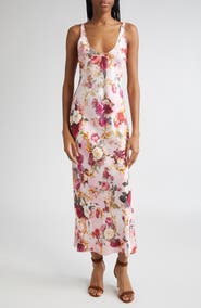 L'AGENCE Akiya Floral Satin Maxi Dress
