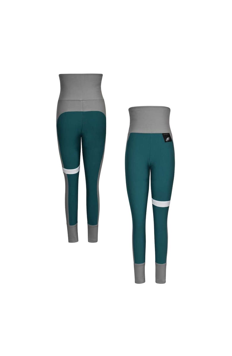 KIYA TOMLIN Women's KIYA TOMLIN Midnight Green/Gray Philadelphia Eagles Colorblock Tri-Blend Leggings, Alternate, color, 
