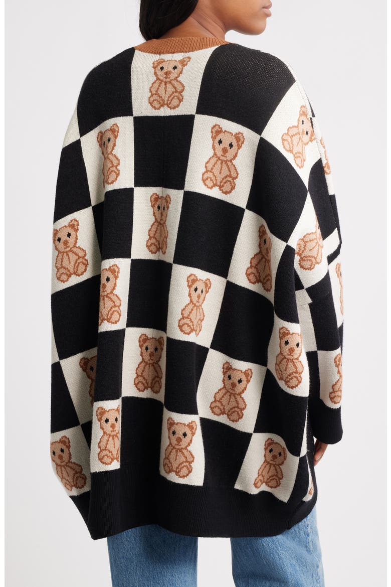 Teddy Oversize Cardigan, Alternate, color, BLACK AND WHITE