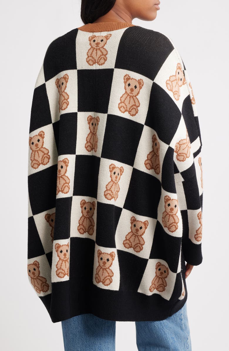 Dressed in Lala Teddy Oversize Cardigan, Alternate, color, Black And White