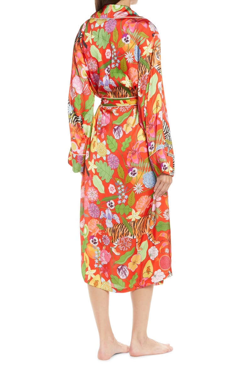 Tiger Bouquet Long Wrap Robe, Alternate, color, RED