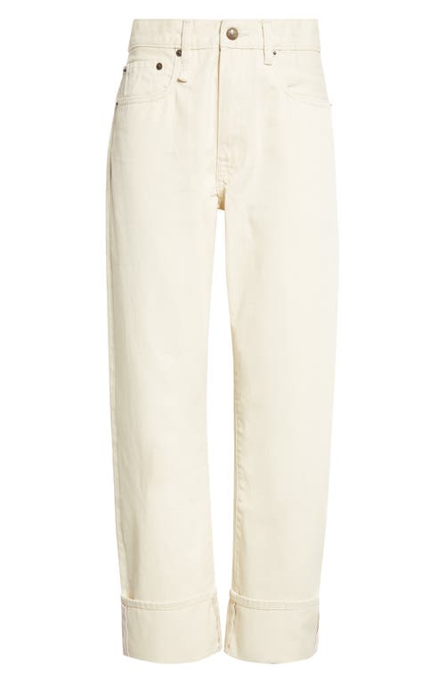 R13 Cuffed X-boyfriend Jeans Bone White Selvedge In Neutral