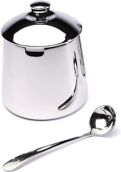 18/10 Stainless Steel 10-ounce Sugar Bowl with Spoon, Mirror Finish
