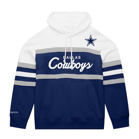Men's Mitchell & Ness  White/Navy Dallas Cowboys Big & Tall Head Coach Hoodie