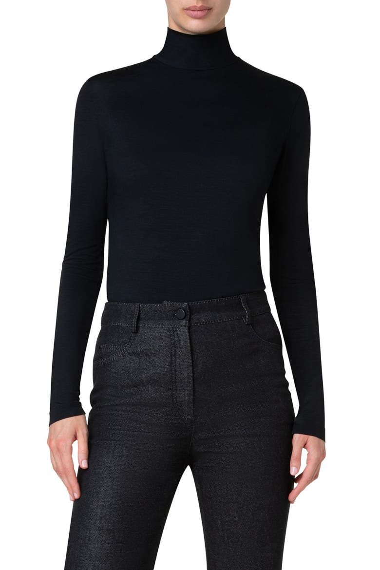 Stretch Modal Turtleneck, Main, color, BLACK