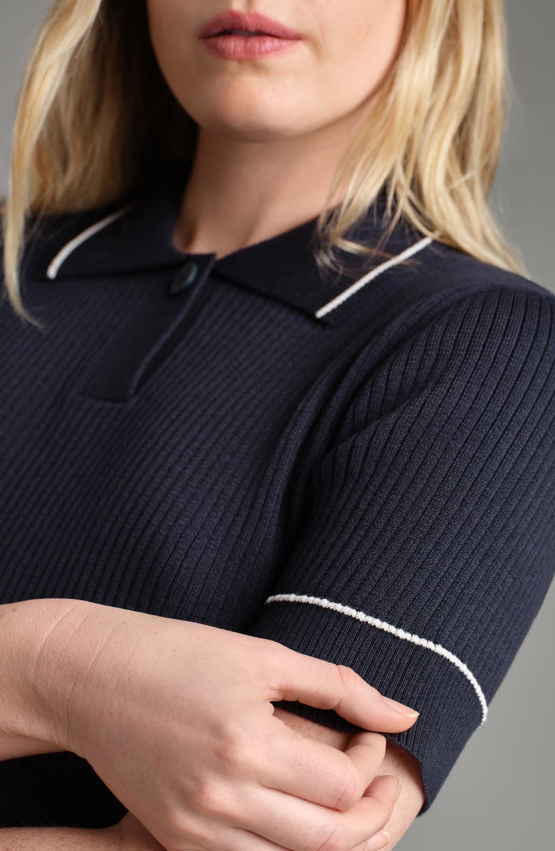 Rhone Birdie Rib Polo Sweater, Alternate, color, Navy Blue