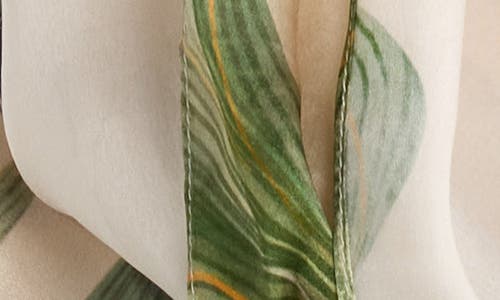 La Fiorentina Floral Print Silk Scarf In White