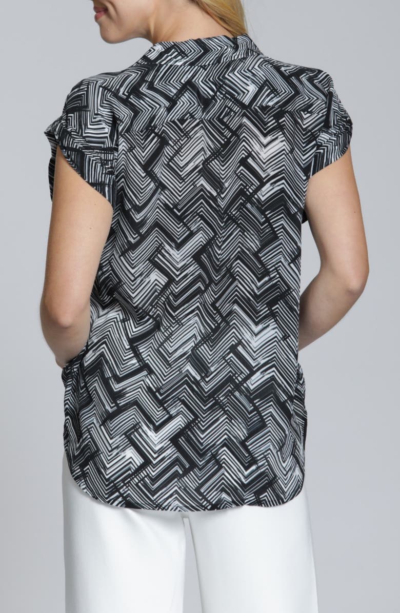 APNY Geo Print Faux Wrap Woven Shirt, Alternate, color, Blackwhite