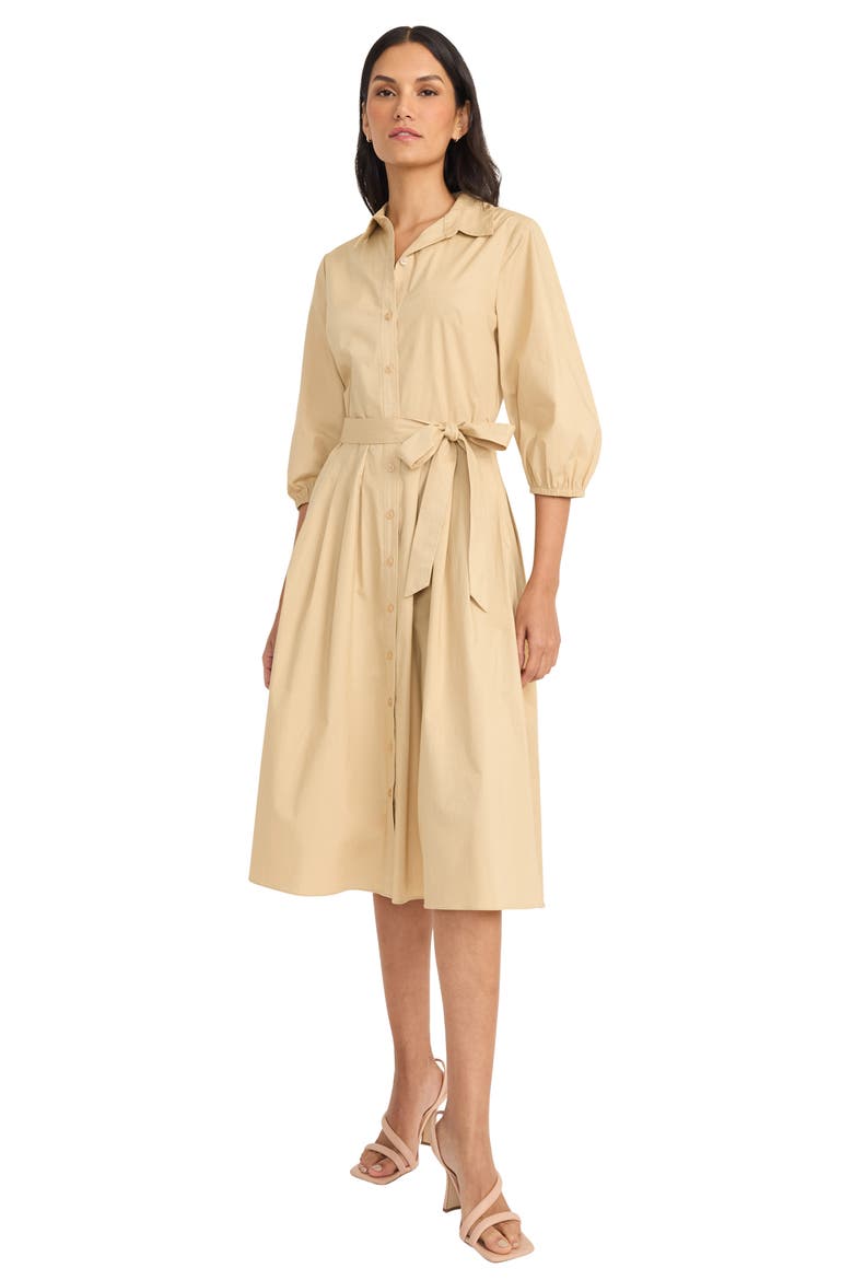 Long Sleeve Midi Shirtdress, Alternate, color, WARM SAND