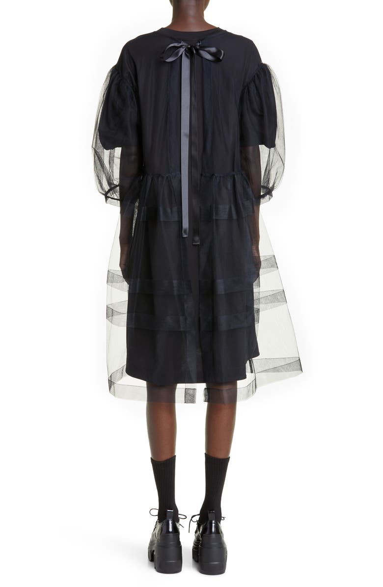 Simone Rocha Puff Sleeve Tiered Tulle Babydoll Dress, Alternate, color,