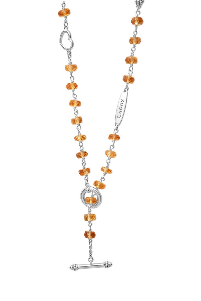 Caviar Icon Beaded Citrine Toggle Necklace, Alternate, color, CITRINE