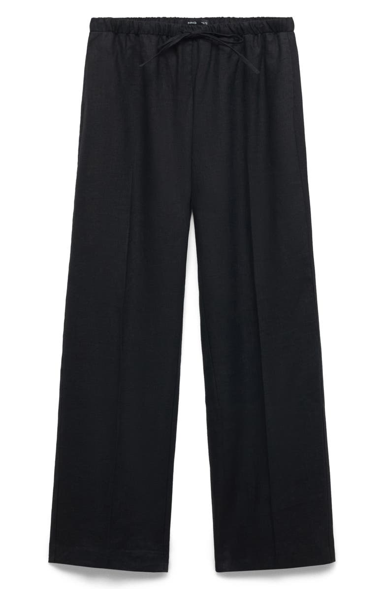MANGO Tie Waist Wide Leg Linen Pants, Alternate, color, 