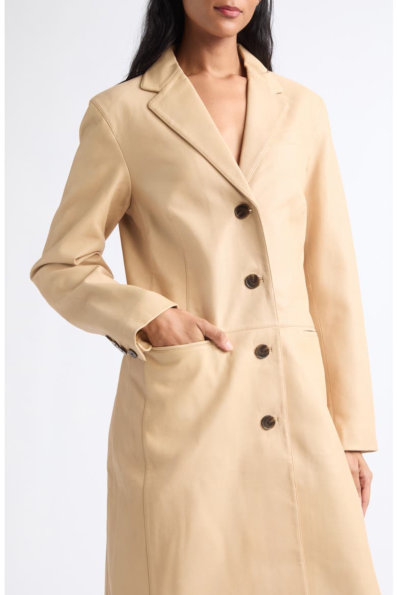 Wyatt Longline Leather Coat, Alternate, color, CASHEW