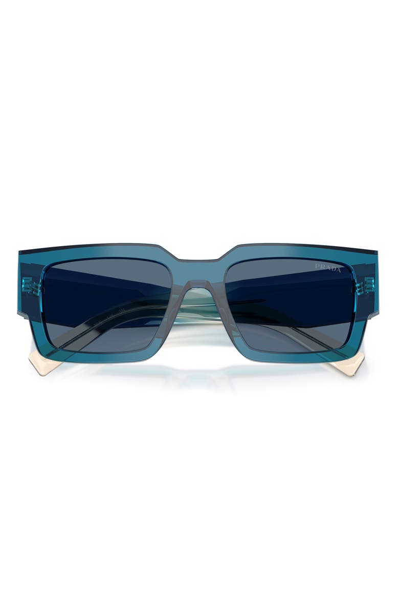 Prada 55mm Rectangular Sunglasses, Alternate, color, Blue / Dark Blue