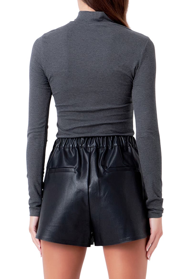 Ribbed Mock Neck Top, Alternate, color, CHARCOAL