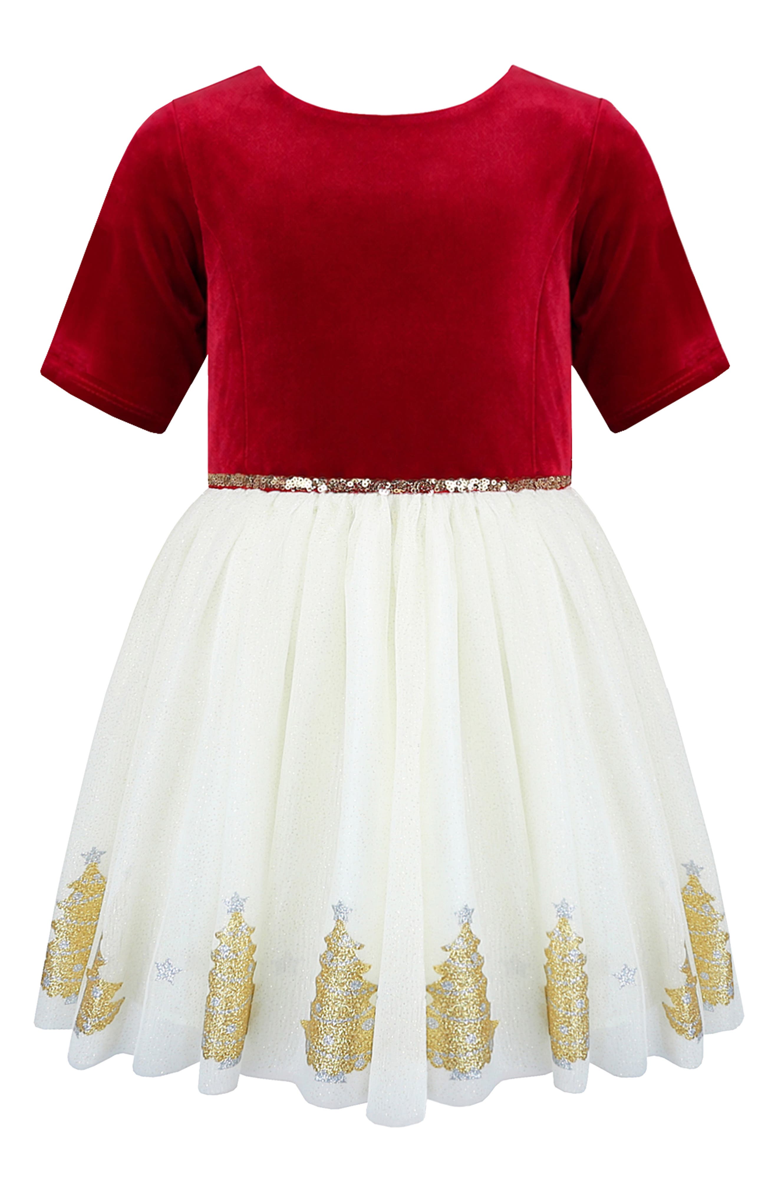 Kids' Stretch Velvet & Tulle Dress