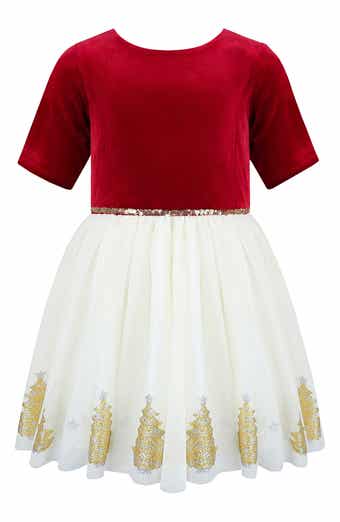 Kids' Stretch Velvet & Tulle Dress