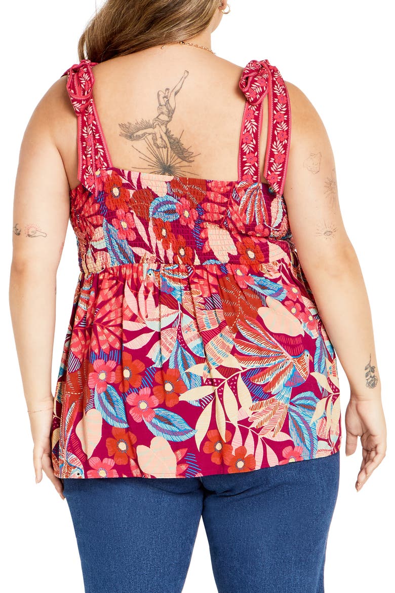 Paradiso Print Tie Strap Peplum Tank, Alternate, color, PARIDISO