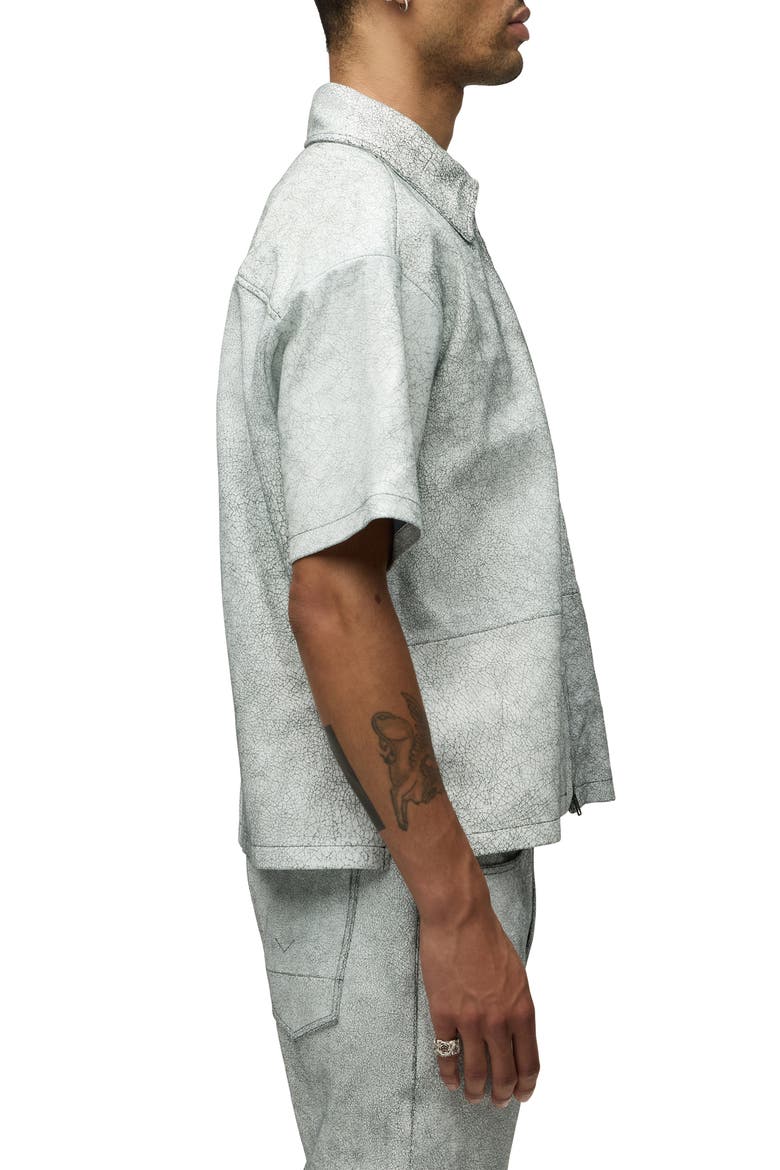 Leather Zip Front Shirt, Alternate, color, CRACKED WHITE