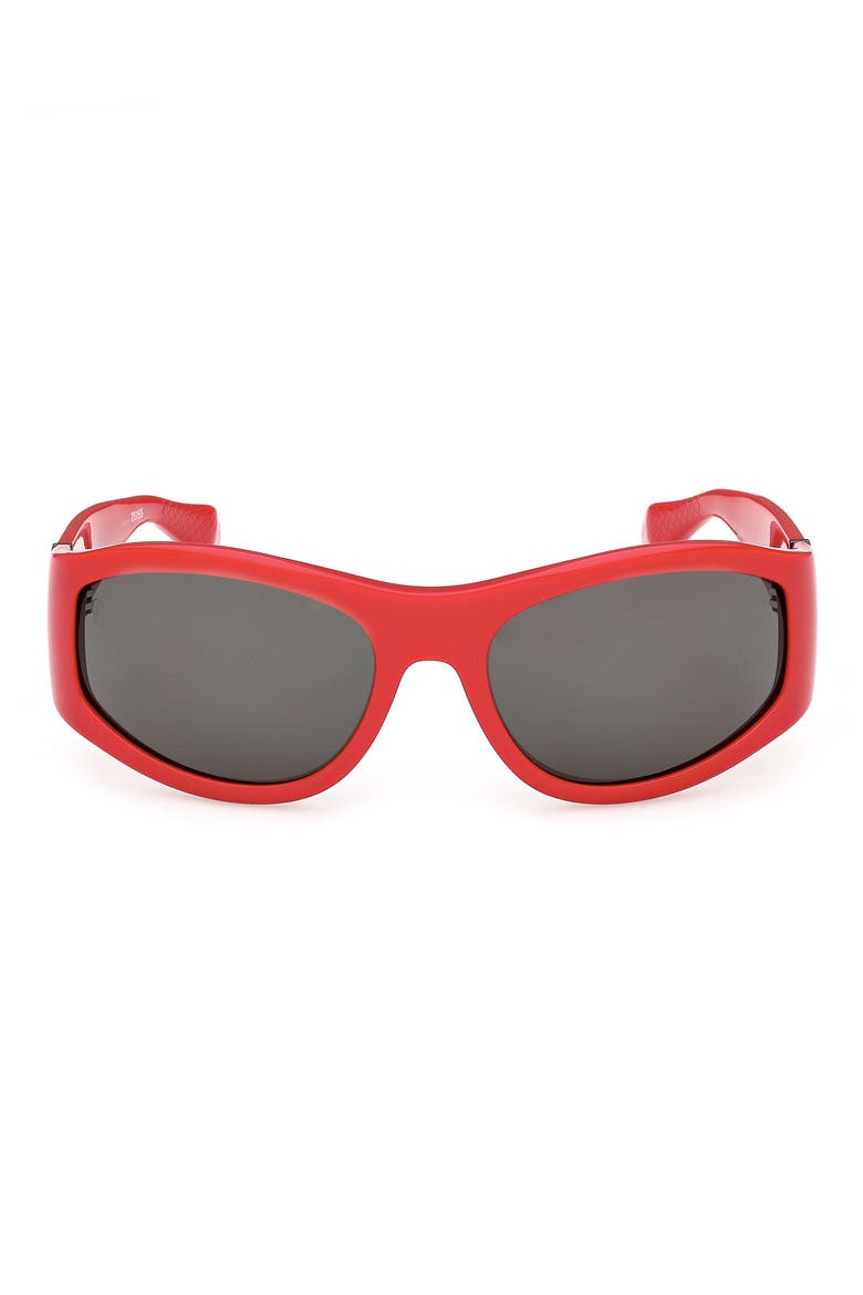 60mm Oval Sunglasses, Main, color, RED / ZEISS SMOKE LENS
