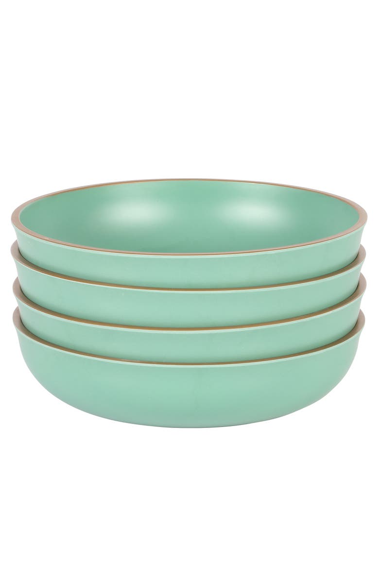 Gibson Home Rockabye 4 Piece 8.5 Inch Melamine Dinner Bowl Set, Main, color, Green