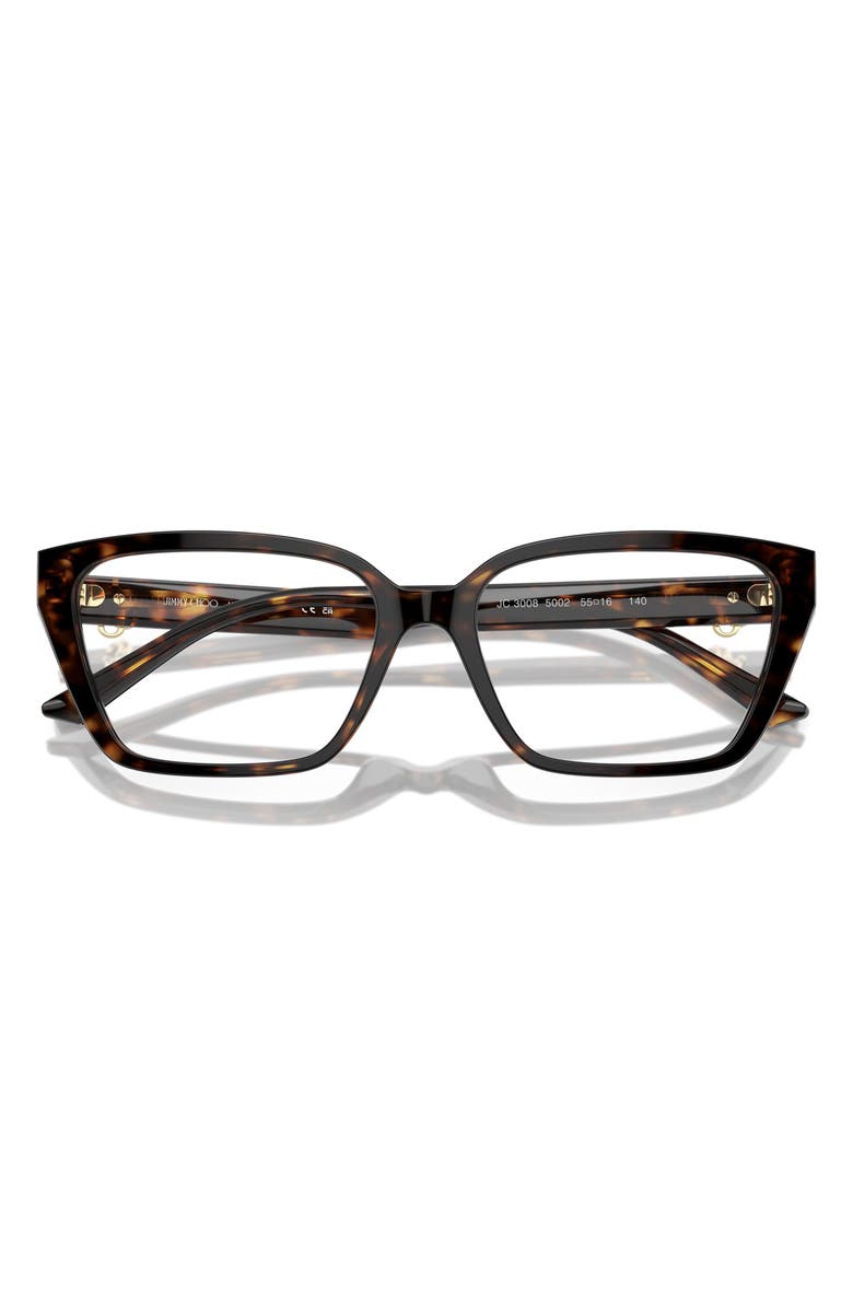 Jimmy Choo 55mm Cat Eye Optical Glasses, Alternate, color, Havana / Demo Lens