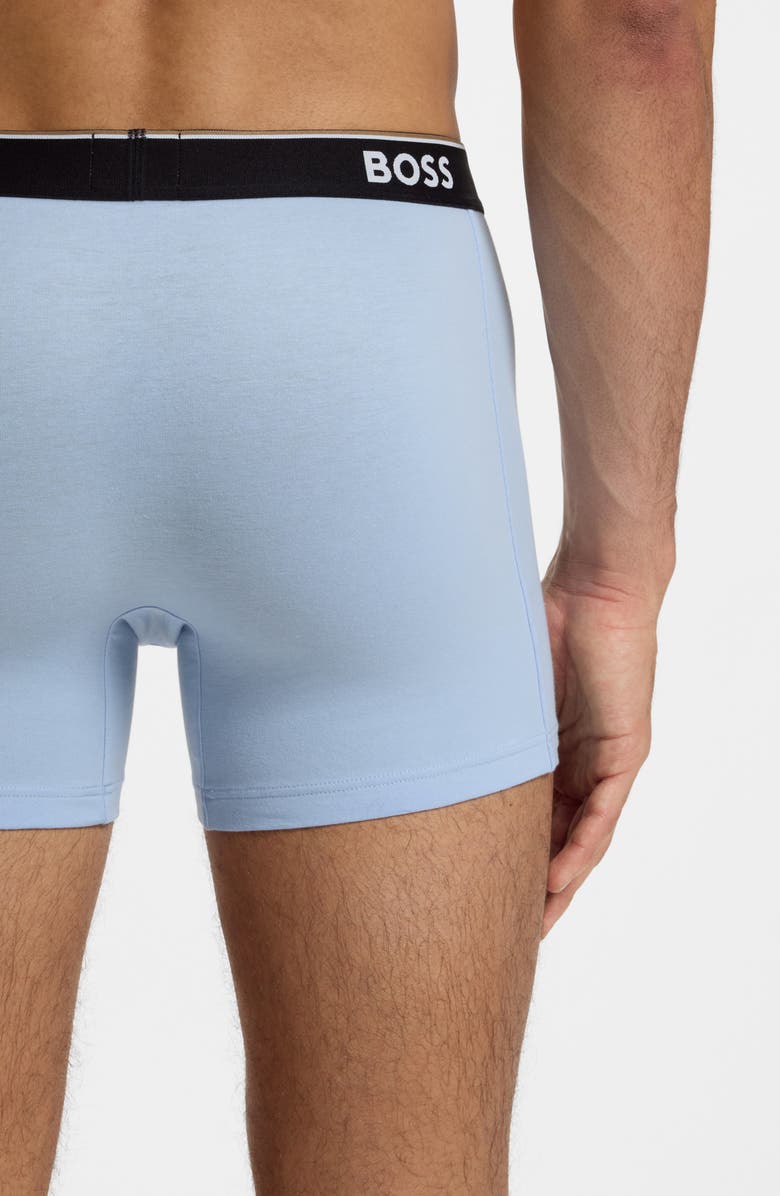 BOSS Assorted 3-Pack Power Stretch Cotton Boxer Briefs, Alternate, color, Open Blue
