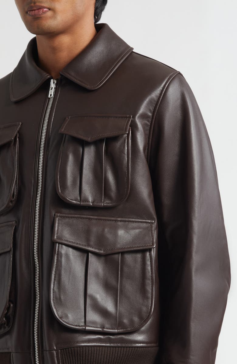 Simone Rocha Oversize Leather Bomber Jacket, Alternate, color, Chocolate