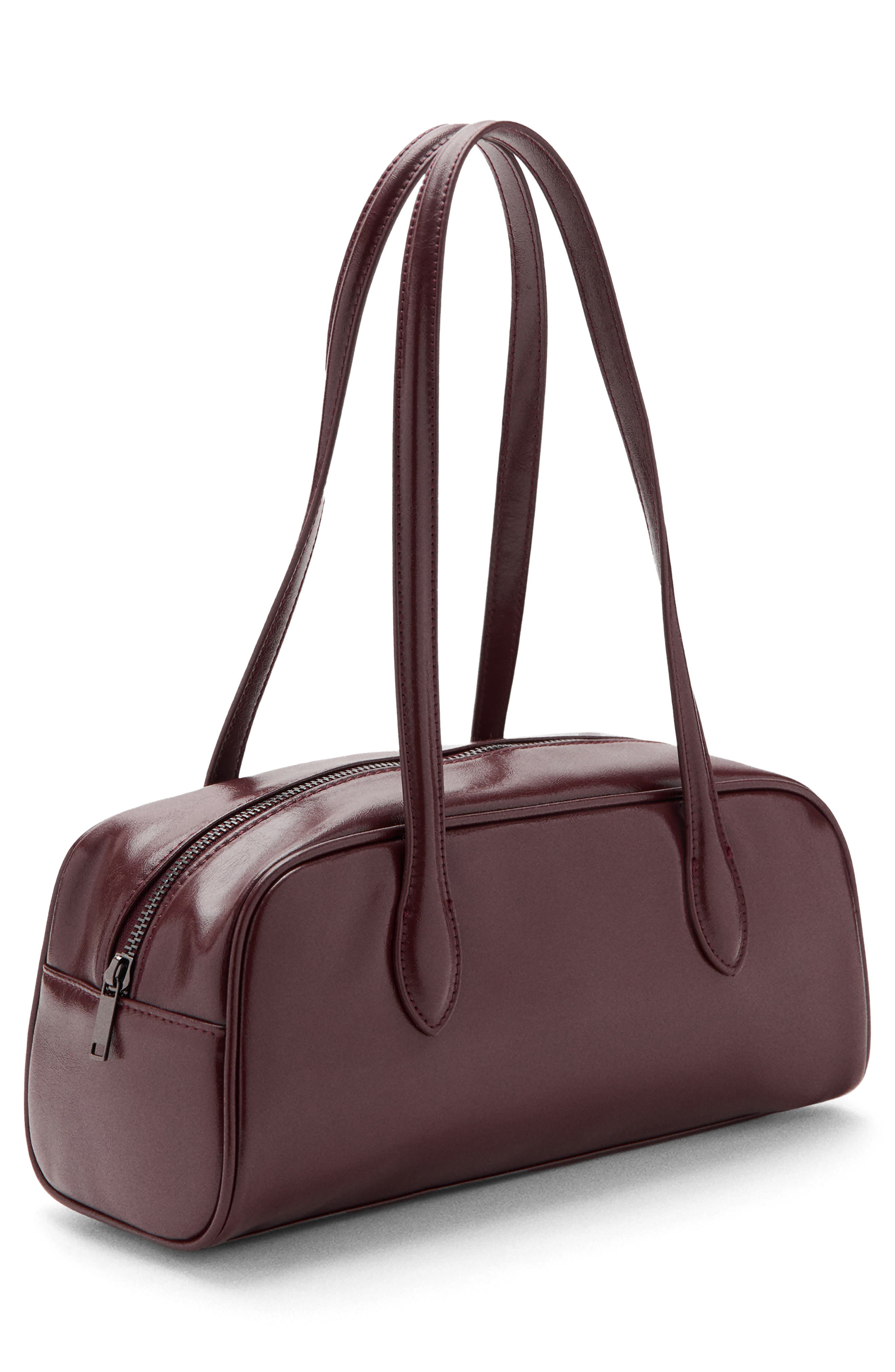 MANGO TEEN Faux Leather Bowling Bag, Alternate, color, Burgundy