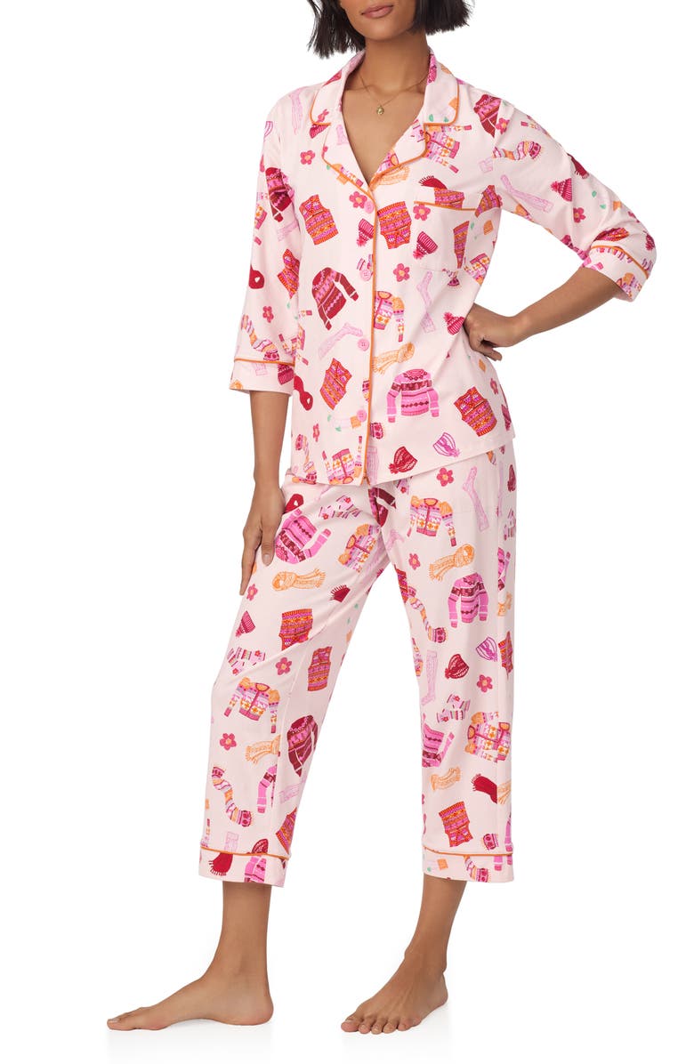 BedHead Pajamas Print Jersey Crop Pajamas, Alternate, color, 