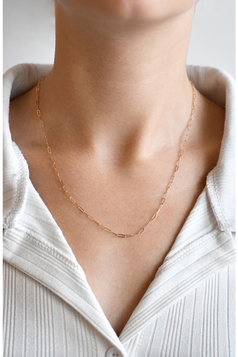 Mini Paper Clip Chain Necklace, Alternate, color, GOLD
