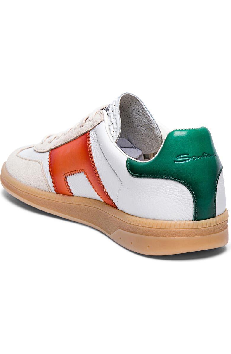 Santoni Olympic Low Top Sneaker, Alternate, color, White Orange Green