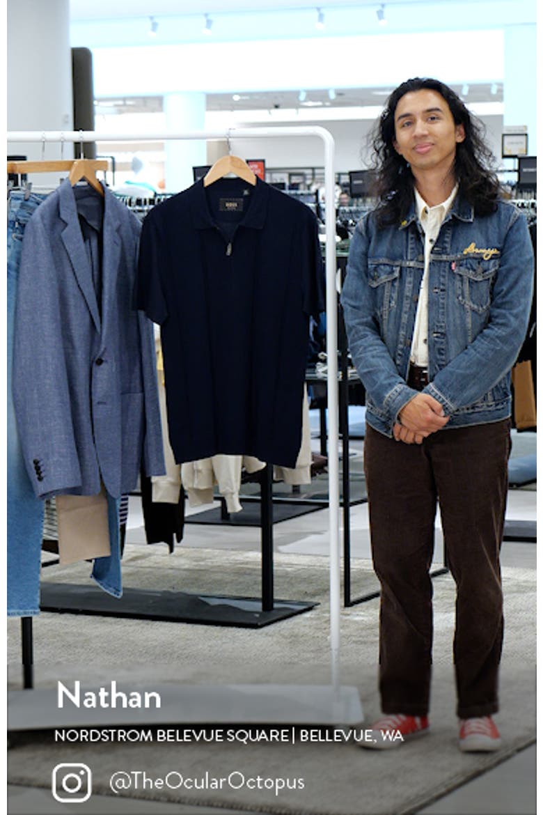 Parkau Cable Stitch Cotton & Silk Zip Polo Sweater video