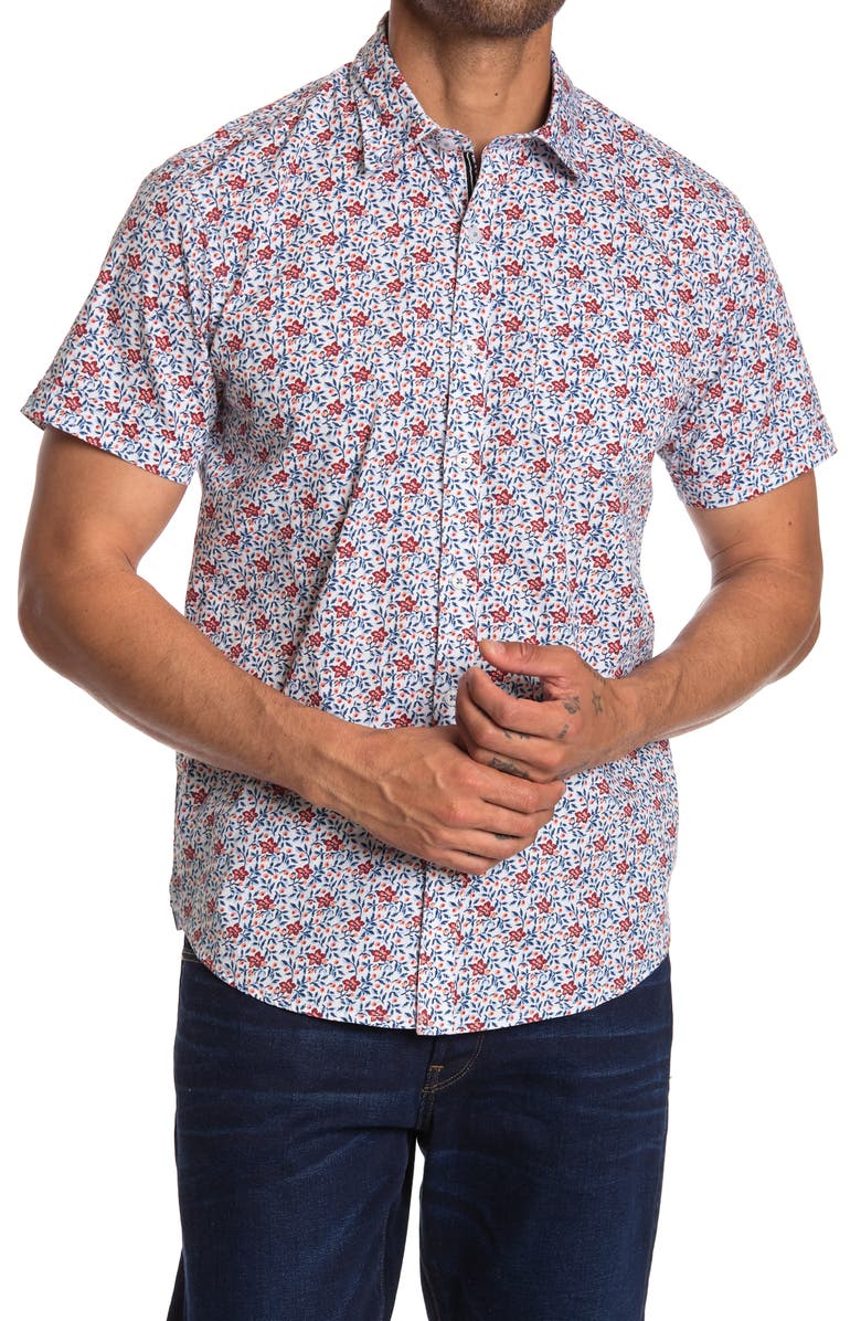 THREAD AND CLOTH Floral Watercolor Print Regular Fit Shirt, Main, color, 