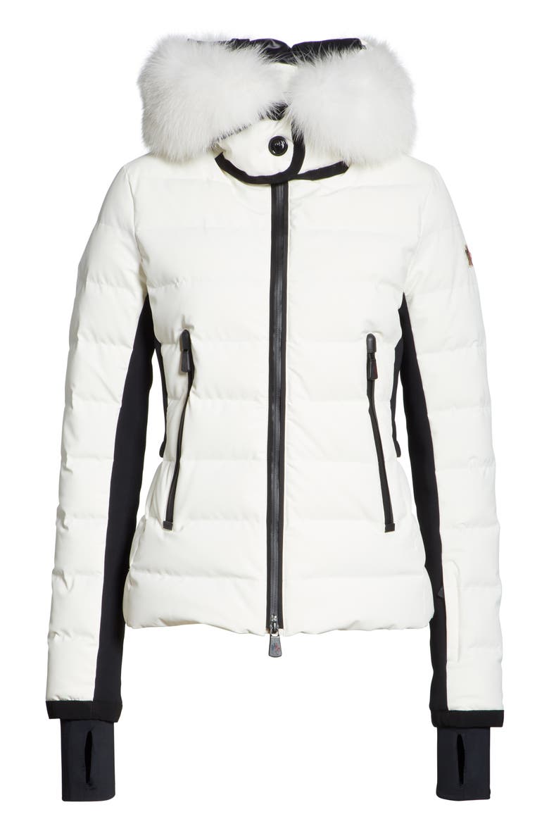 Lamoura Quilted Down Puffer Coat with Removable Genuine Fox Fur Trim, Alternate, color, WHITE
