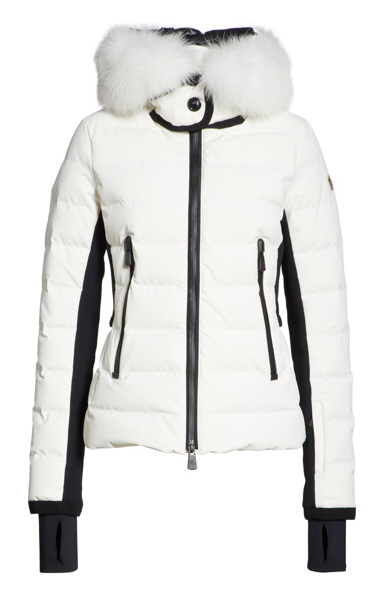 Moncler Lamoura Quilted Down Puffer Coat with Removable Genuine Fox Fur Trim, Alternate, color,