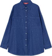 Marina Rinaldi Jene Rhinestone Detail Denim Shirt Jacket