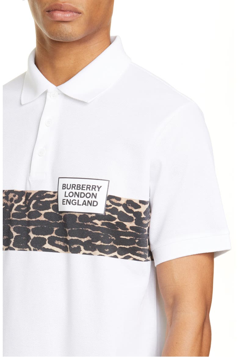 Somerville Leopard Stripe Short Sleeve Piqué Polo, Alternate, color, WHITE
