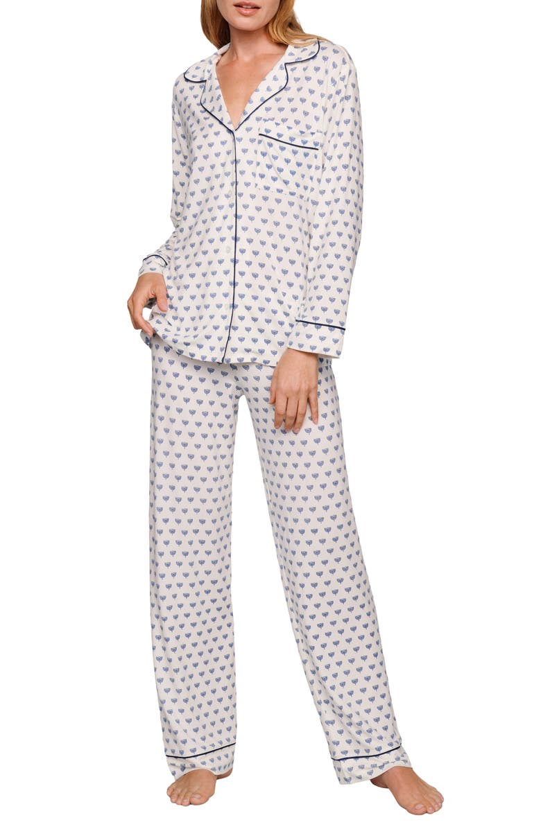 Eberjey Gisele Printed Long Pajamas, Main, color, Hannukah Glow Nouvea