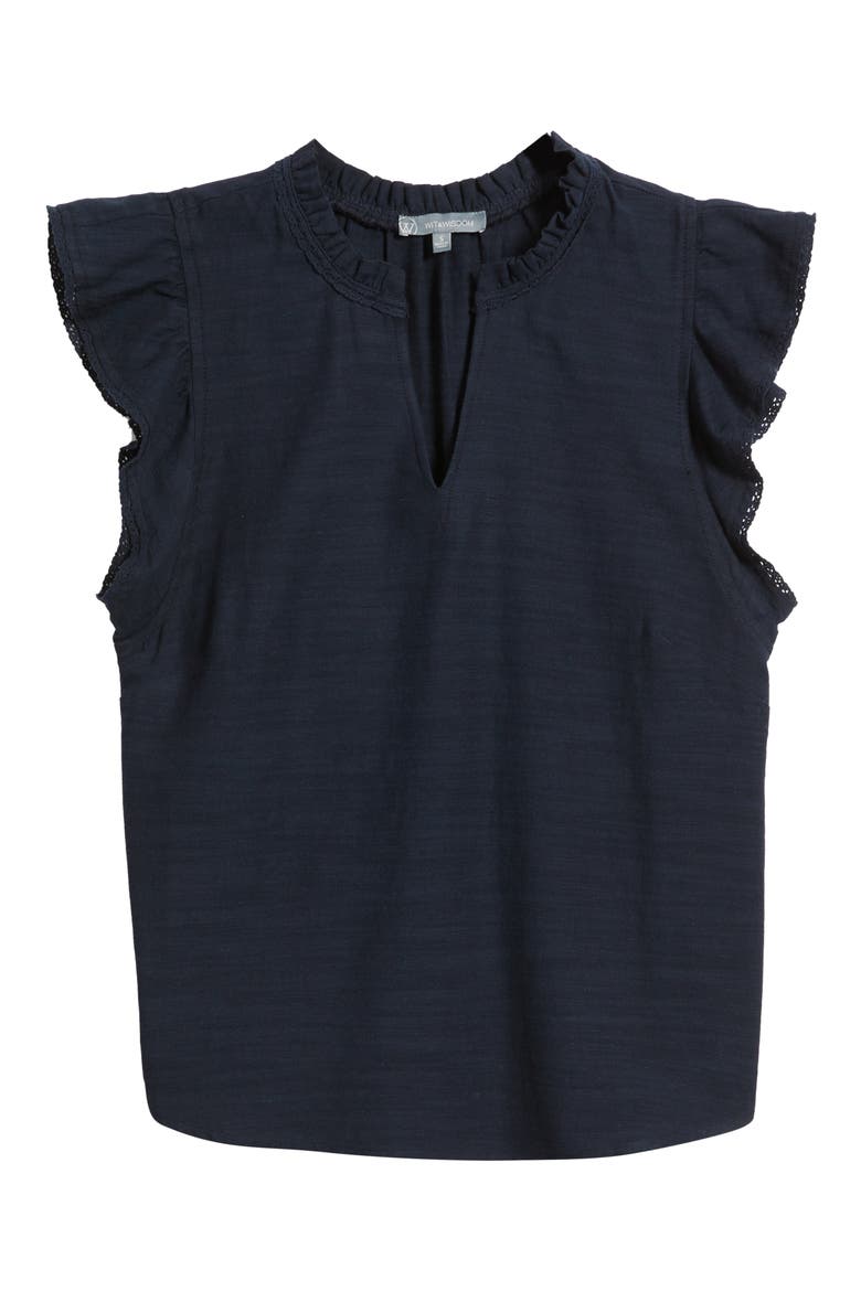 Flutter Sleeve Top, Alternate, color, NAVY