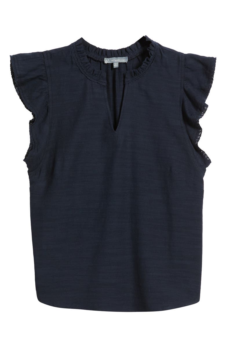 Wit & Wisdom Flutter Sleeve Top, Alternate, color, Navy