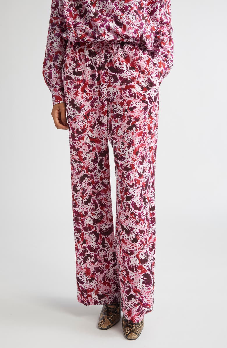 Dries Van Noten Orchid Petal Crepe Drawstring Straight Leg Pants, Main, color, Fuchsia
