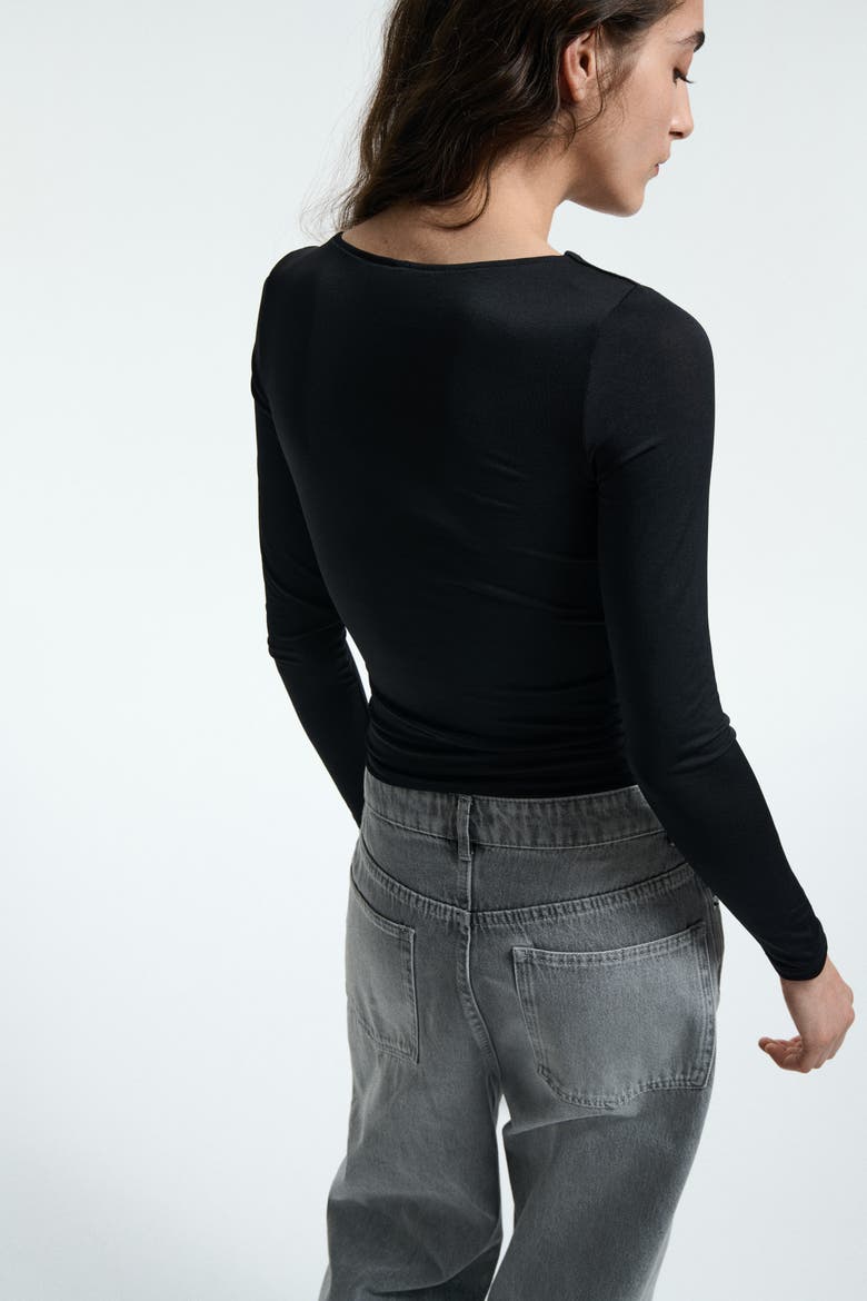 Cut-out Jersey Top, Alternate, color, Black