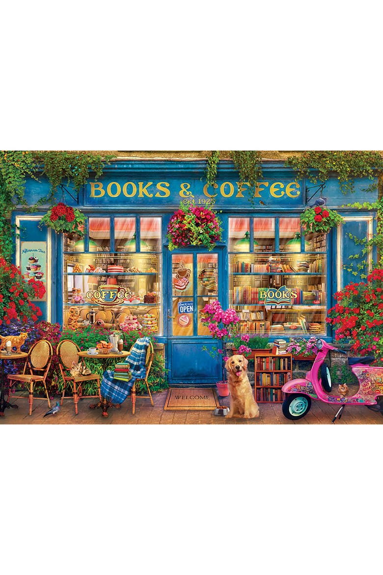 Books and Coffee 1000 Piece Puzzle, Alternate, color, Multicolored