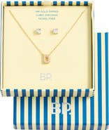 BP. Initial Pendant Necklace & Stud Earrings Set