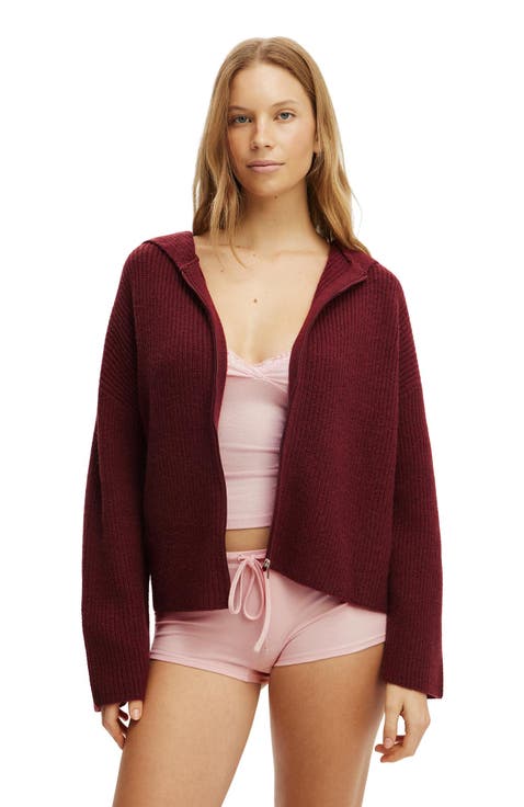 Women's Zip Through Oversized Knit Hoodie