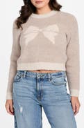 GUESS Bow Jacquard Crop Sweater