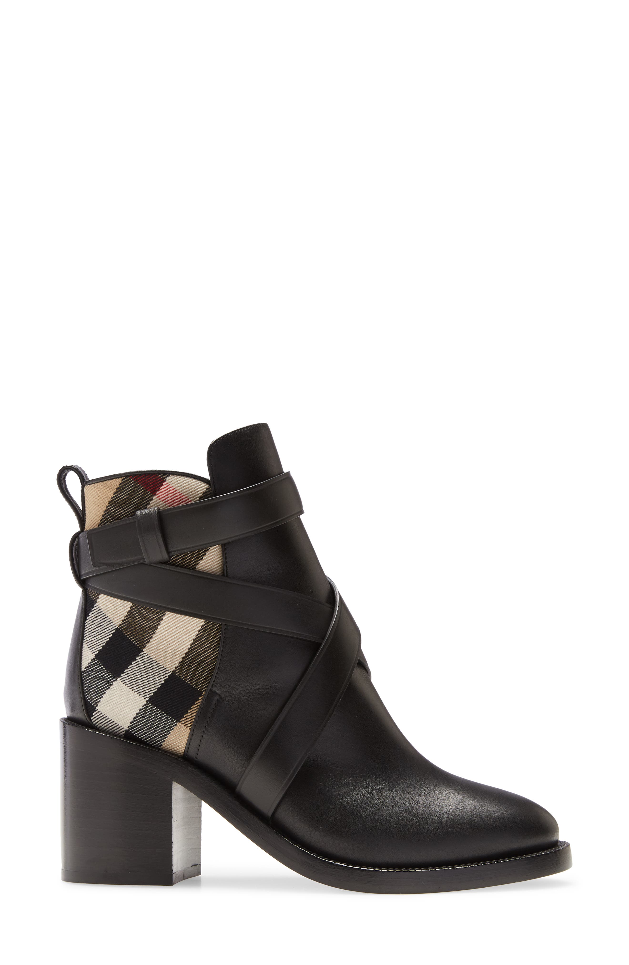 Burberry Pryle Check Block Heel Bootie, Alternate, color, 
