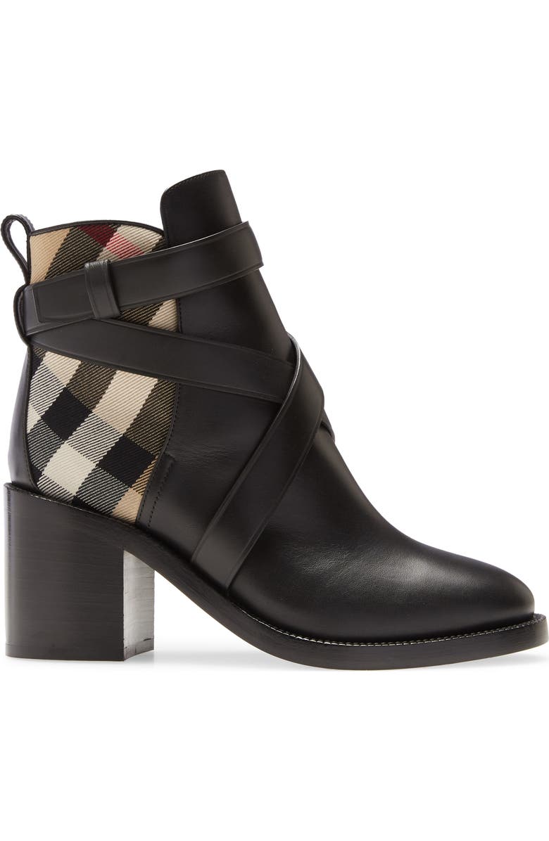 Burberry Pryle Check Block Heel Bootie, Alternate, color,